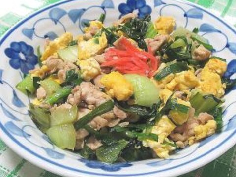 豚ニラちんげん菜の卵炒め